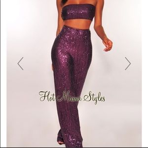 Hot Miami Styles Purple Sequin Two Piece Set!